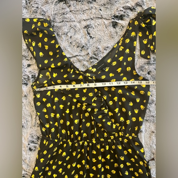 Who What Wear black & yellow floral print dress, sleeveless midi EUC Small - Picture 11 of 15